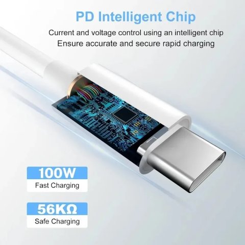 مجموعة مكونة من 5 قطع كابلات USB-C إلى USB-C عالية الجودة تدعم الشحن السريع بقوة 100 واط وتقنية PD متوافقة مع هواتف iPhone و Xiaomi 18 و17 و16 Pro Max وSamsung