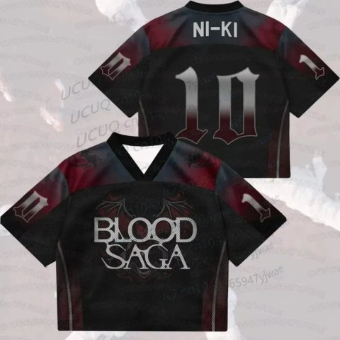 تيشرت صيفي كاجوال بأكمام قصيرة مزين برسومات من جولة عالم Blood Saga لفريق Enhypen، هدية مثالية للمعجبين