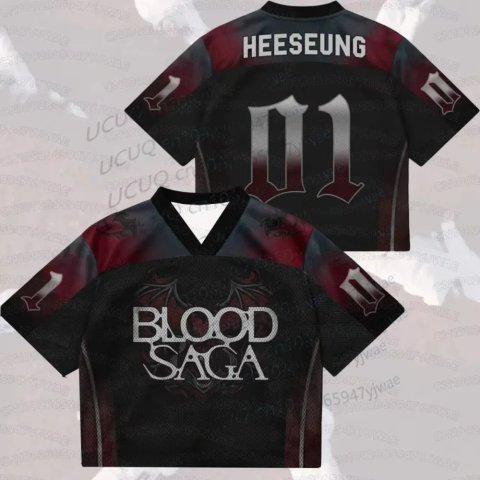 تيشرت صيفي كاجوال بأكمام قصيرة مزين برسومات من جولة عالم Blood Saga لفريق Enhypen، هدية مثالية للمعجبين