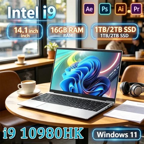 لابتوب 2026 بمعالج Intel Core i9-10980HK، نظام Windows 11 Pro، شاشة 14.1 بوصة FHD، ذاكرة رام 16 جيجابايت، تخزين SSD 1 تيرابايت/2 تيرابايت، فتح بالبصمة، مناسب للمكتب والألعاب